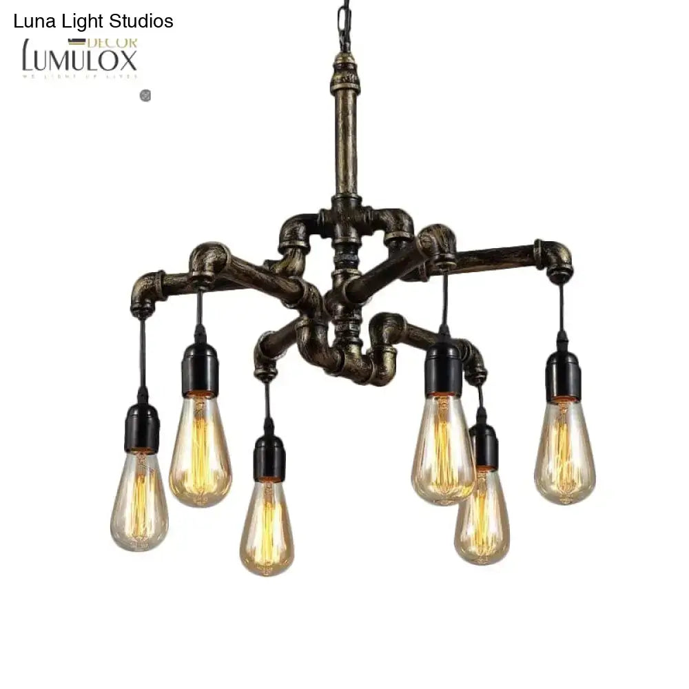 Vintage industrial metal and glass chandelier living room light