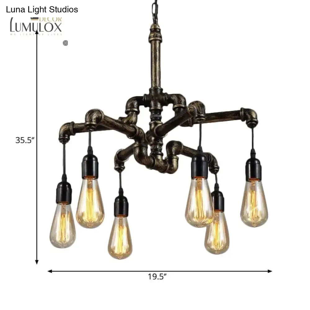 Vintage industrial metal and glass chandelier living room light