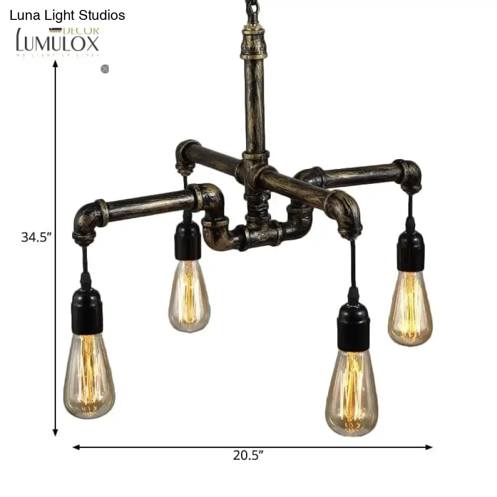 Vintage industrial metal and glass chandelier living room light