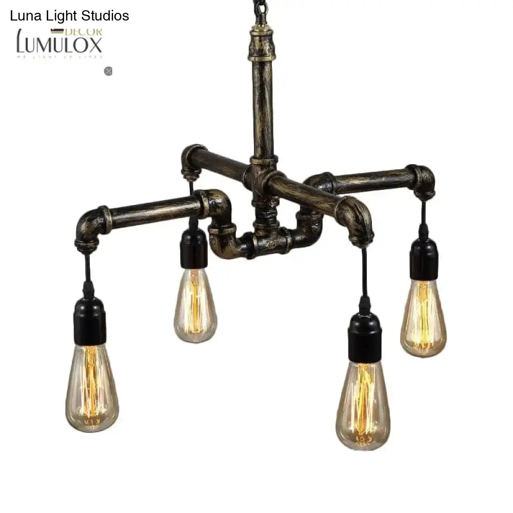 Vintage industrial metal and glass chandelier living room light