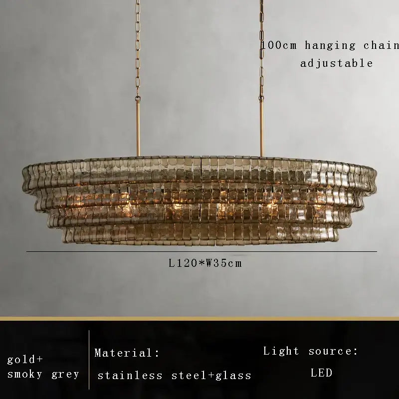 Vintage multi tier brown glass chandelier dining room crystal light