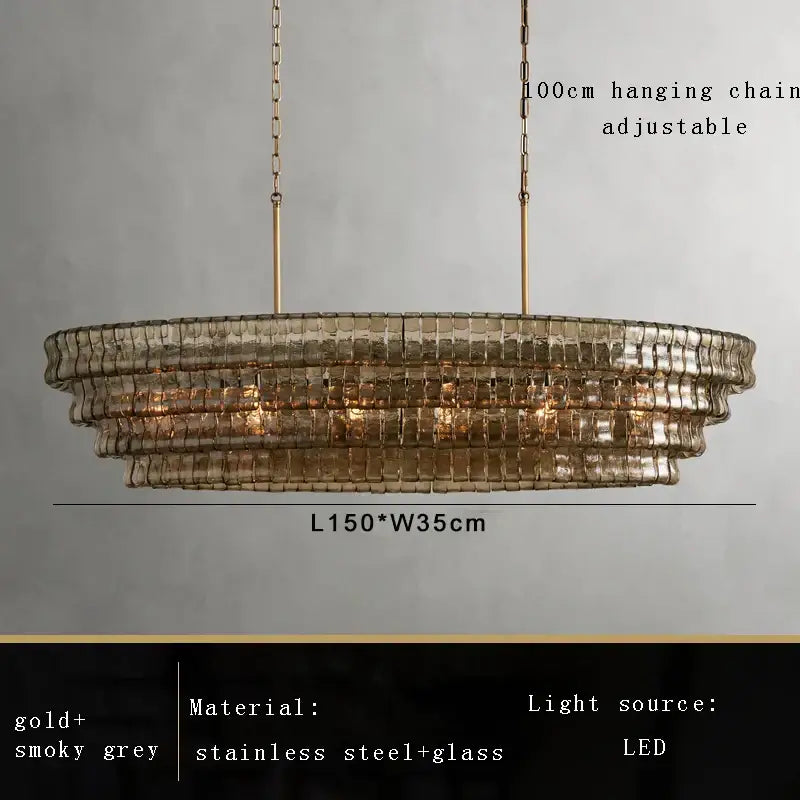 Vintage multi tier brown glass chandelier dining room crystal light