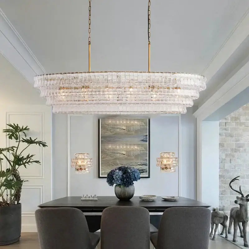 Vintage multi tier brown glass chandelier dining room crystal light