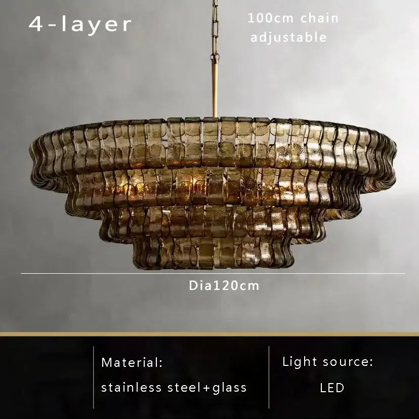 Vintage multi tier brown glass chandelier dining room crystal light