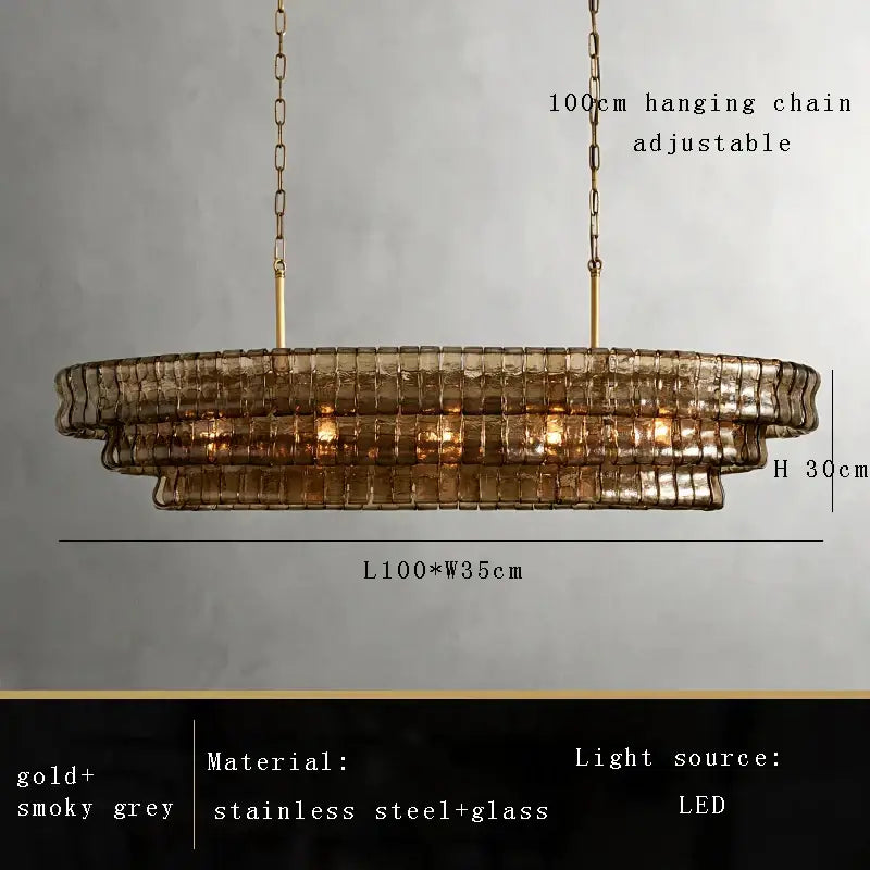 Vintage multi tier brown glass chandelier dining room crystal light