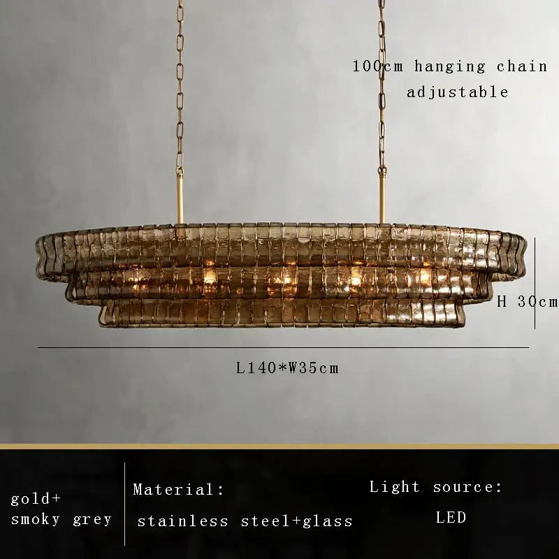 Vintage multi tier brown glass chandelier dining room crystal light
