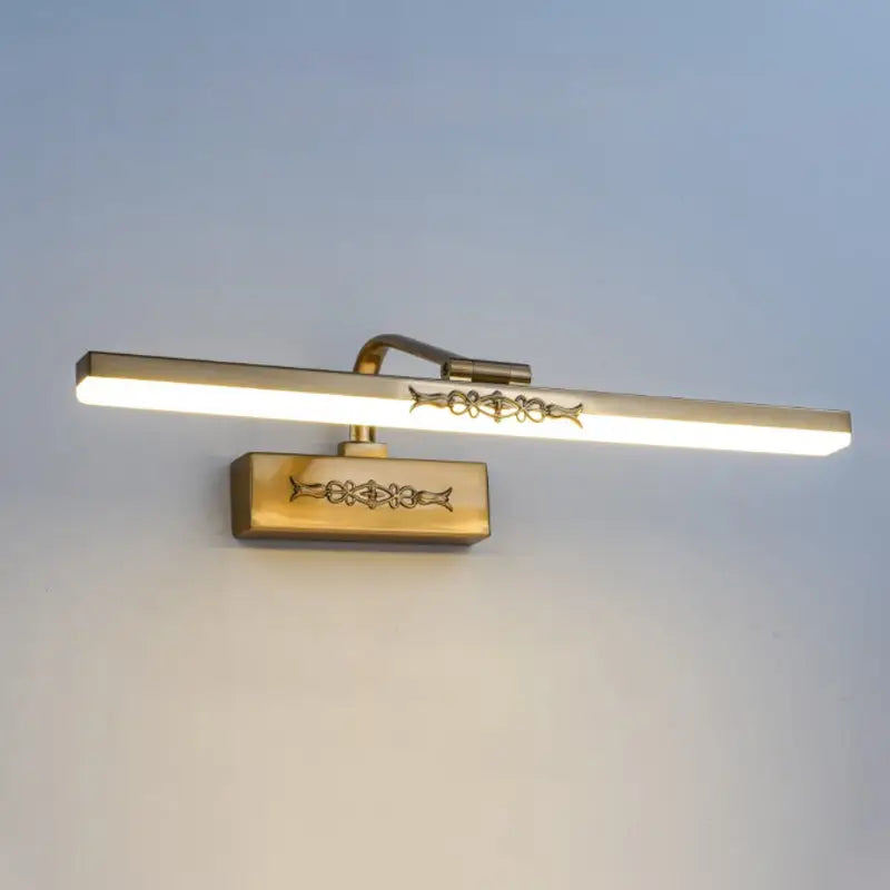 Vintage ornate brass finish integrated led sconce light bedroom