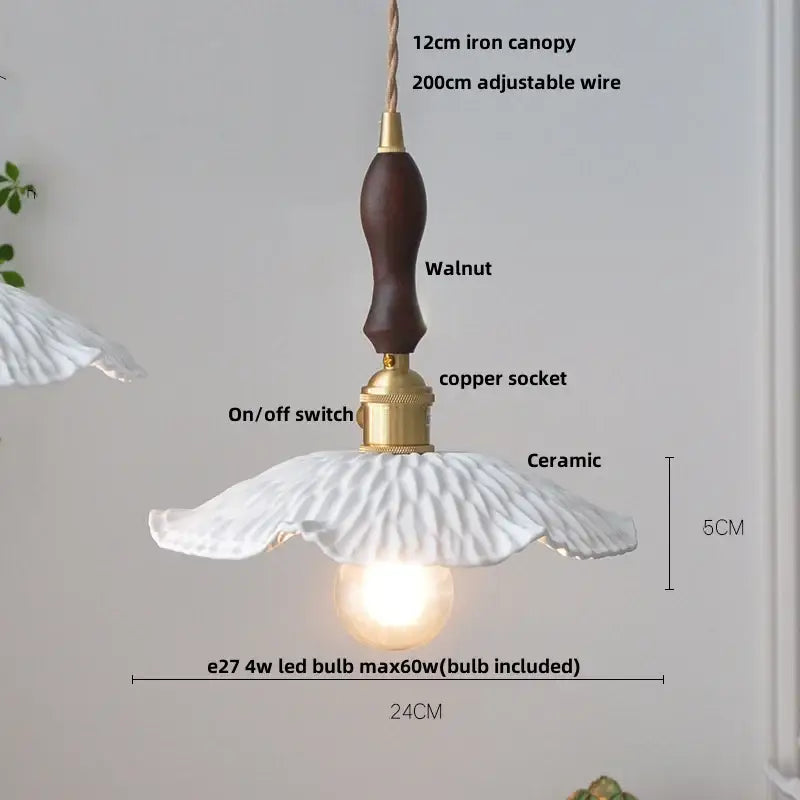 Vintage pale blue enamel pendant light with ceramic knob switch living room
