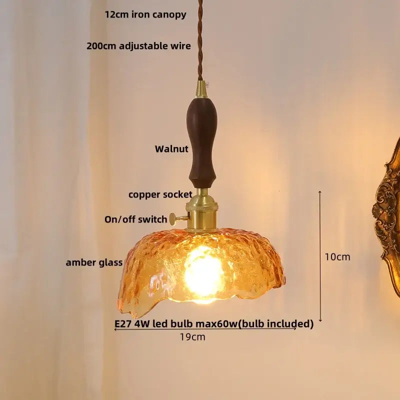 Vintage pale blue enamel pendant light with ceramic knob switch living room