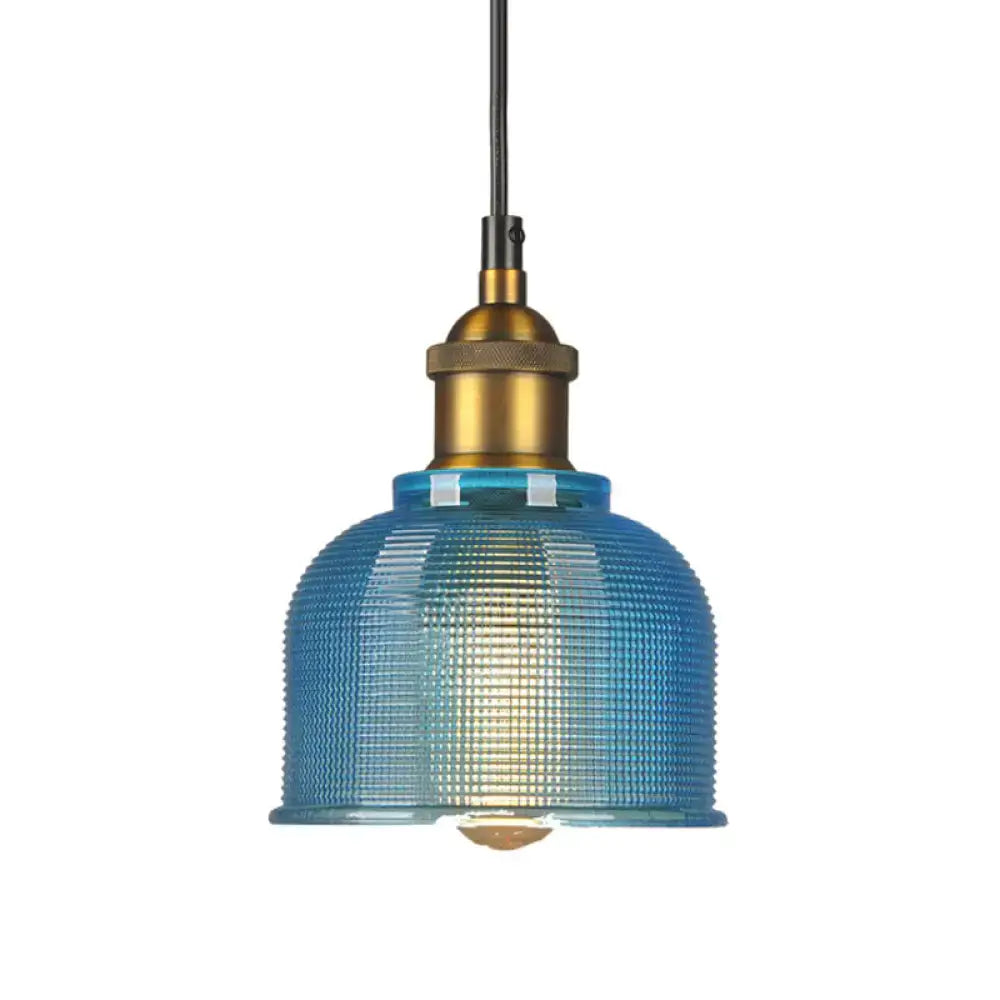 Vintage red blue & amber glass pendant light dining room fixture
