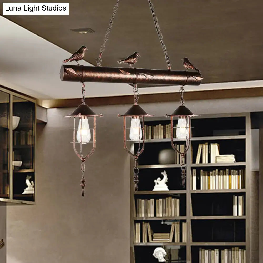 Vintage rust bird caged shade pendant light for kitchen e26 e27 base