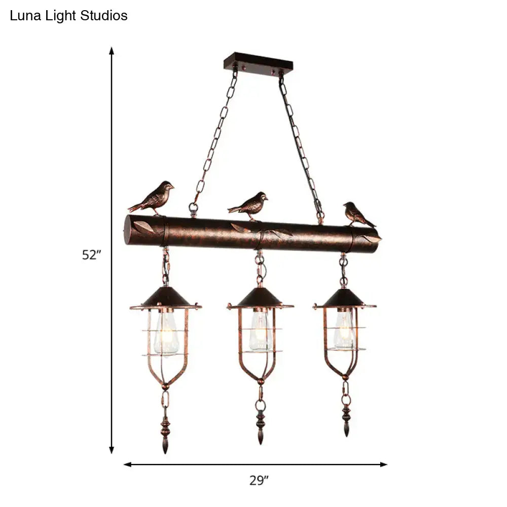 Vintage rust bird caged shade pendant light for kitchen e26 e27 base