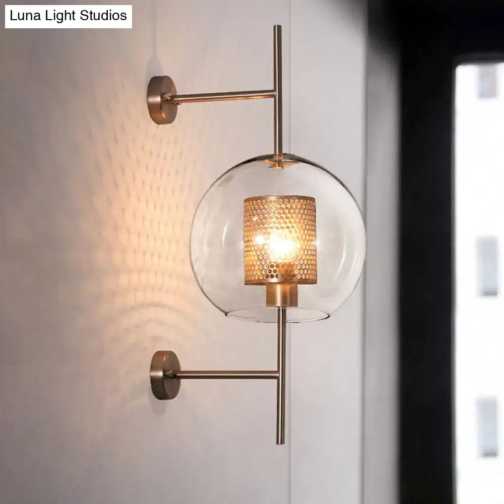 Vintage silver & gold clear glass sconce light – bedroom wall fixture