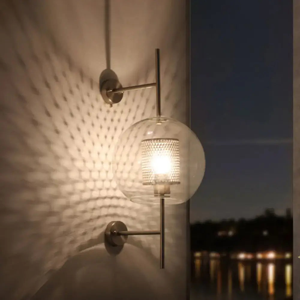 Vintage silver & gold clear glass sconce light – bedroom wall fixture