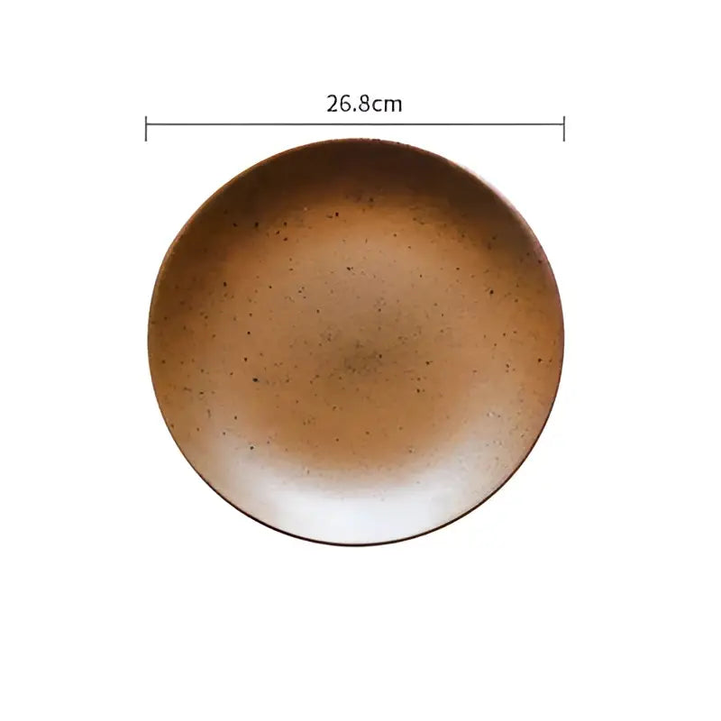 Vintage speckled brown ceramic round swallow plate dining room