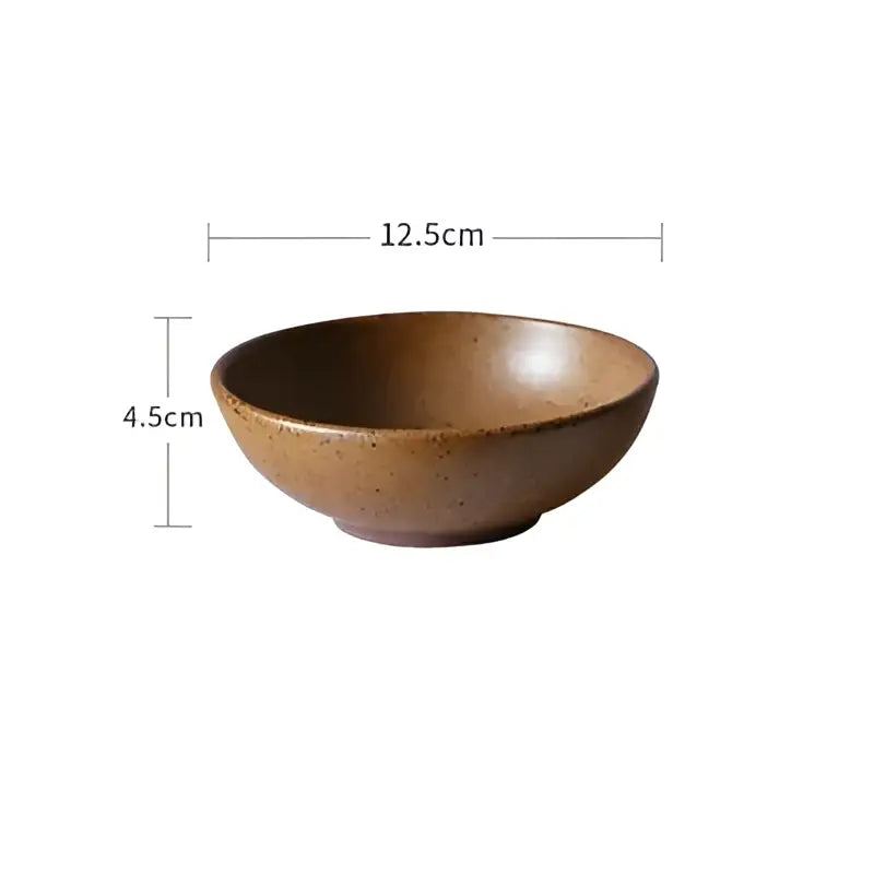 Vintage speckled brown ceramic round swallow plate dining room