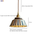 Vintage striped ceramic coloured glaze pendant light for dining room
