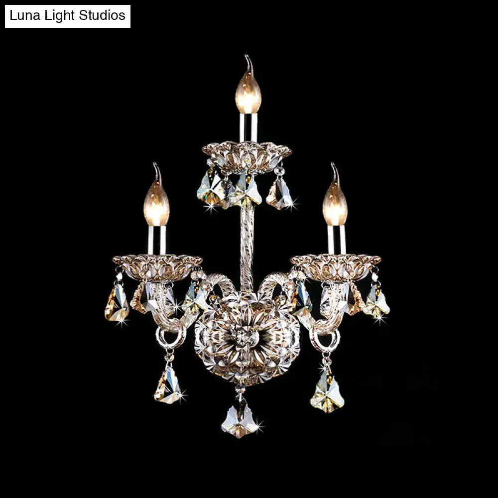 Vintage style amber crystal candle wall light living room sconce