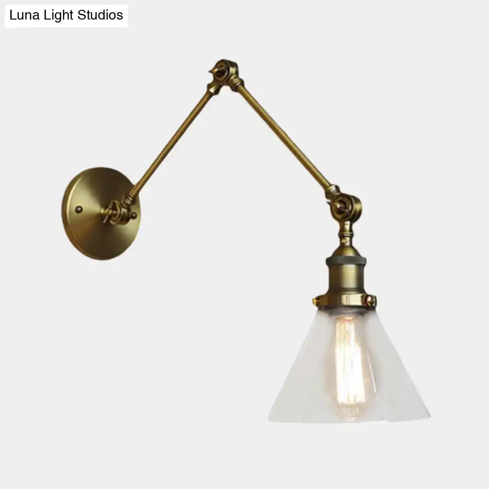 Vintage style antique brass wall sconce – living room glass light