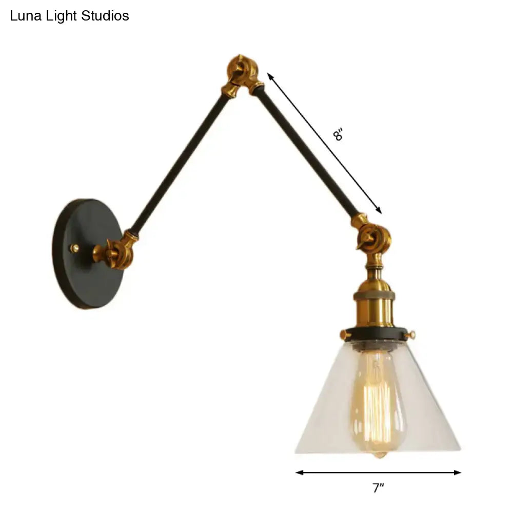 Vintage style antique brass wall sconce – living room glass light