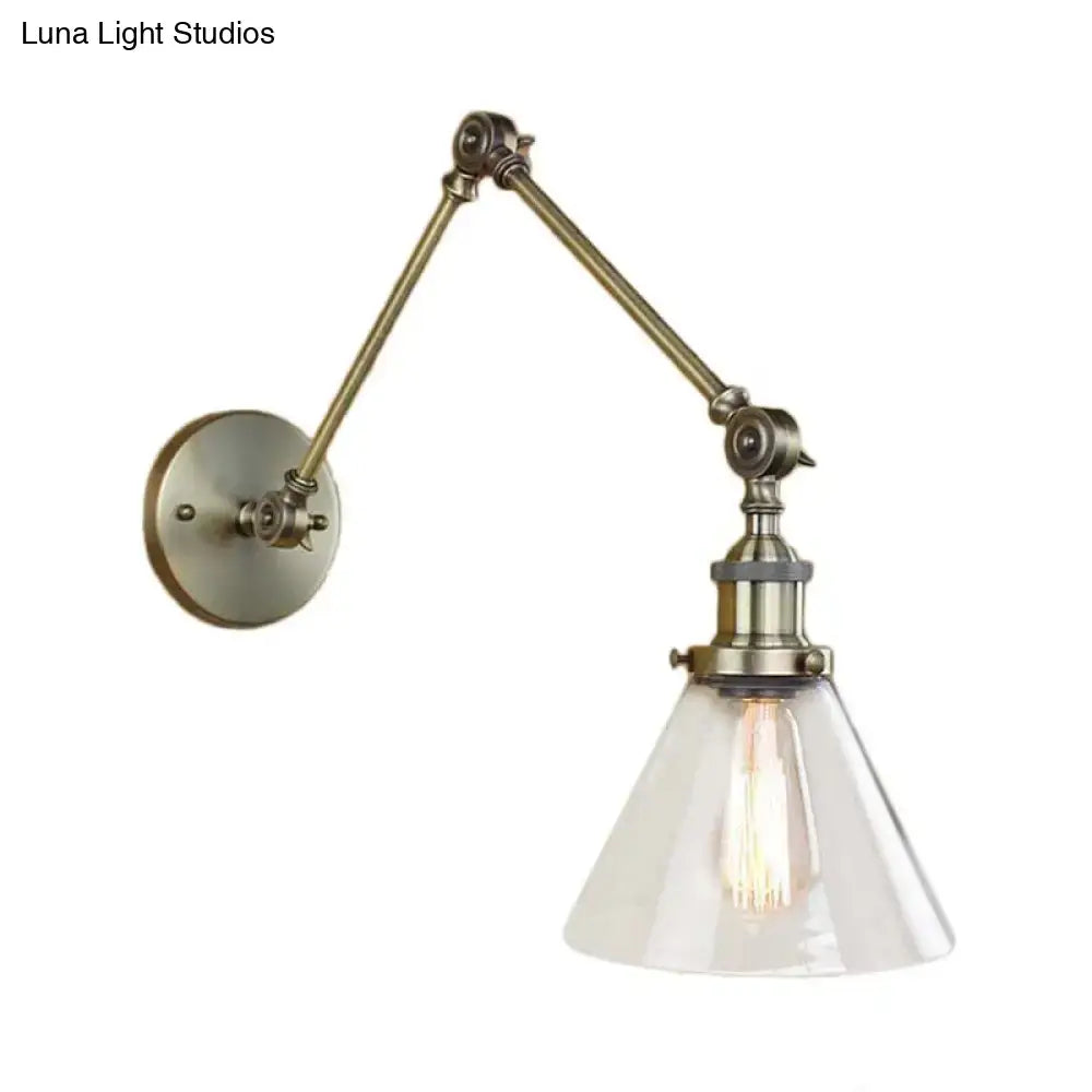 Vintage style antique brass wall sconce – living room glass light