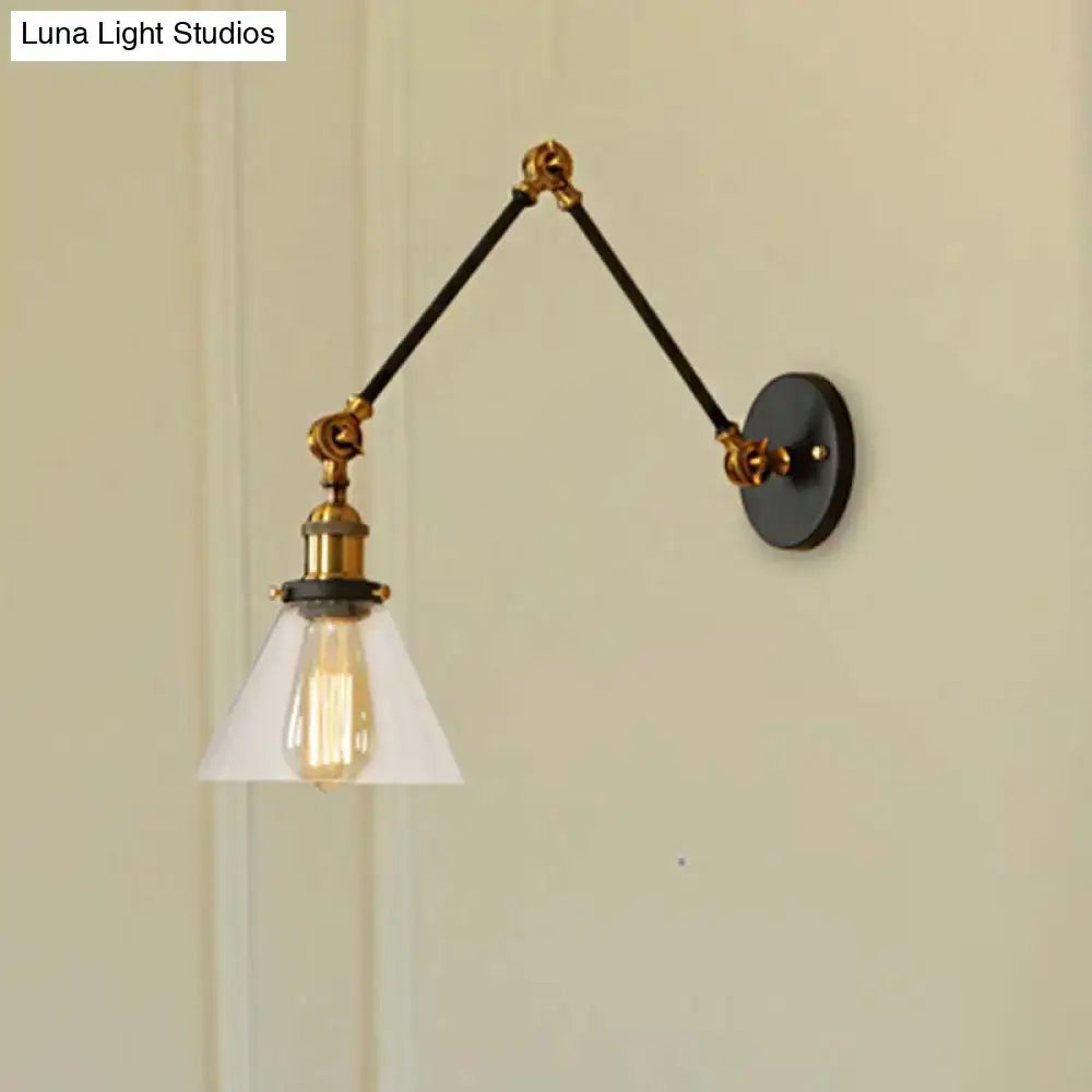 Vintage style antique brass wall sconce – living room glass light