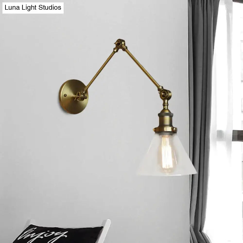 Vintage style antique brass wall sconce – living room glass light