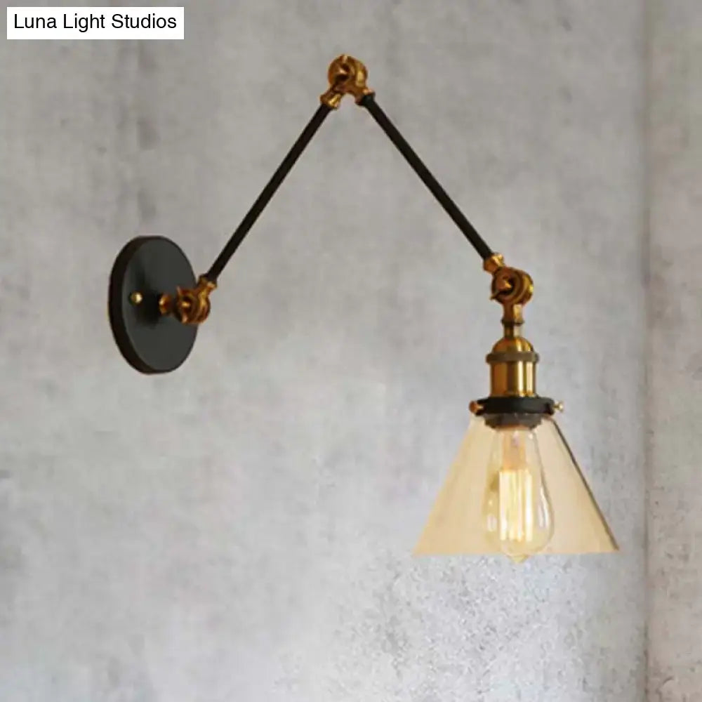 Vintage style antique brass wall sconce – living room glass light
