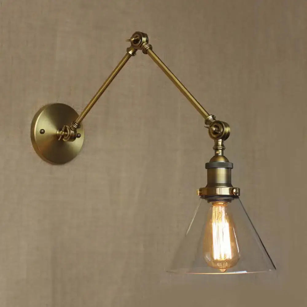 Vintage style antique brass wall sconce – living room glass light