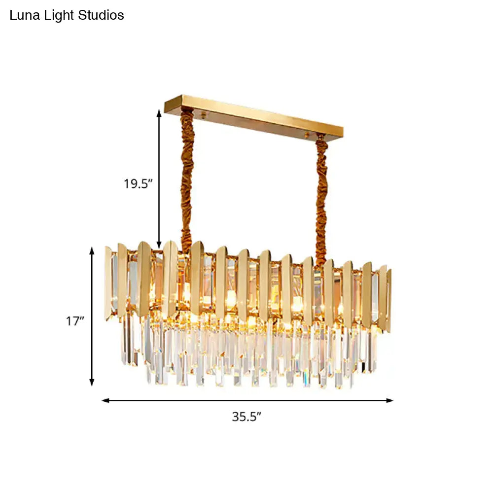 Vintage style brass finish multi light crystal chandelier dining room