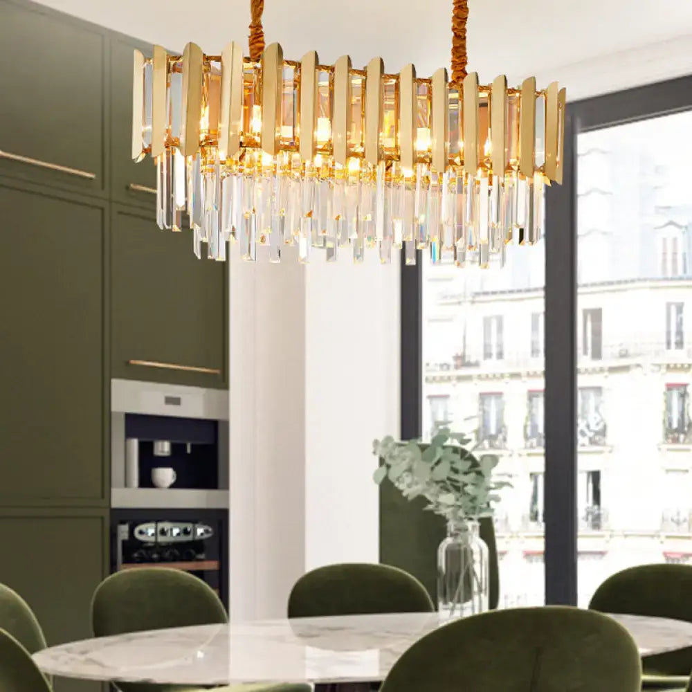 Vintage style brass finish multi light crystal chandelier dining room