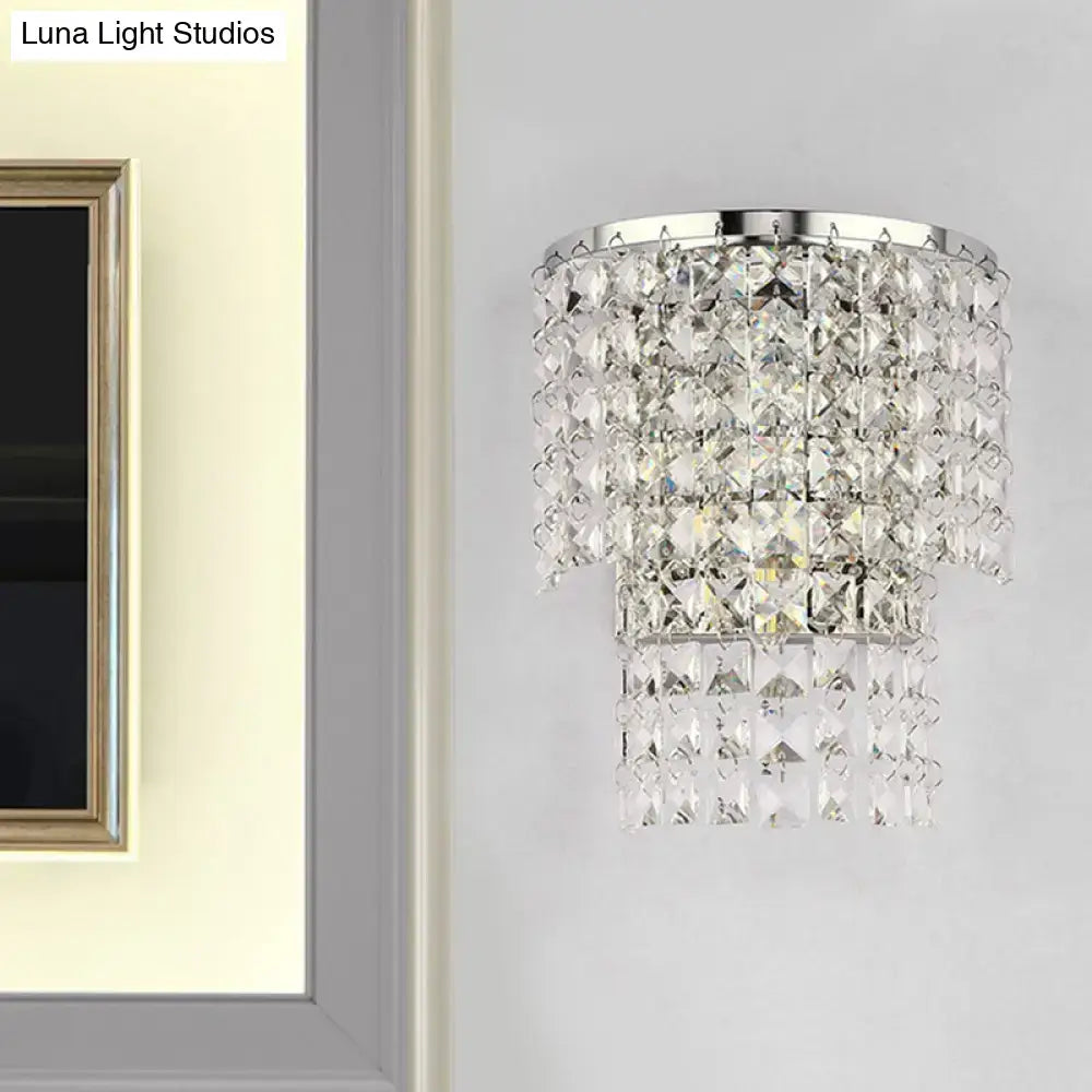 Vintage style gold & chrome crystal wall sconce bedroom light