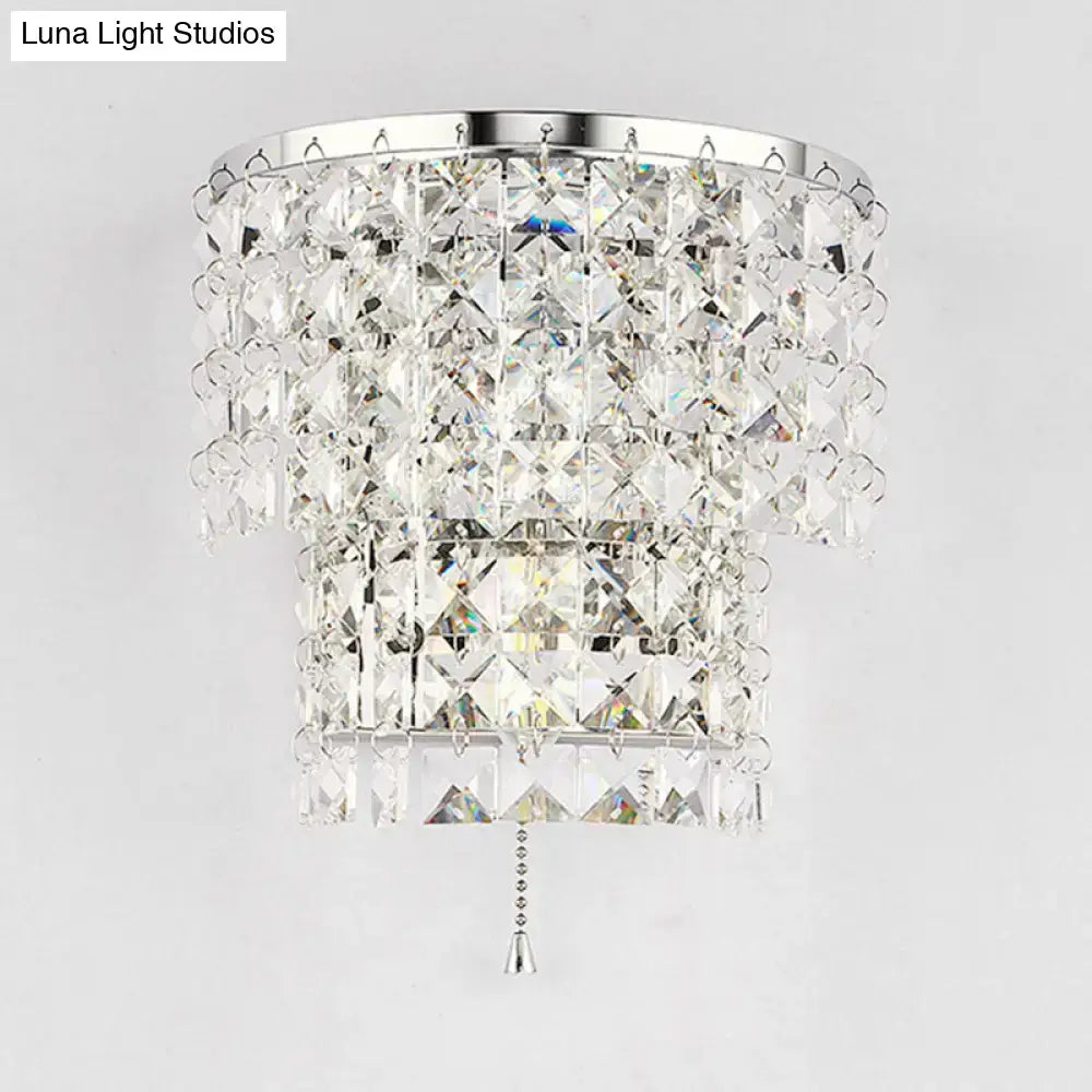 Vintage style gold & chrome crystal wall sconce bedroom light