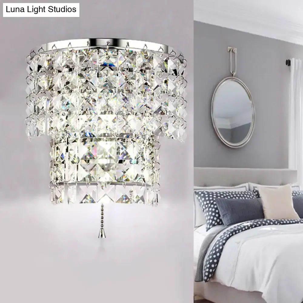 Vintage style gold & chrome crystal wall sconce bedroom light
