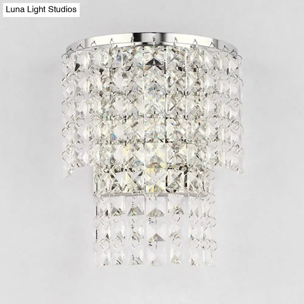 Vintage style gold & chrome crystal wall sconce bedroom light
