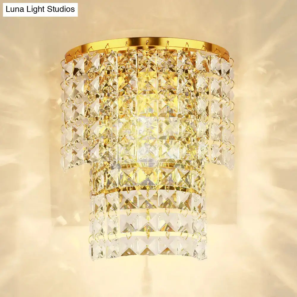 Vintage style gold & chrome crystal wall sconce bedroom light
