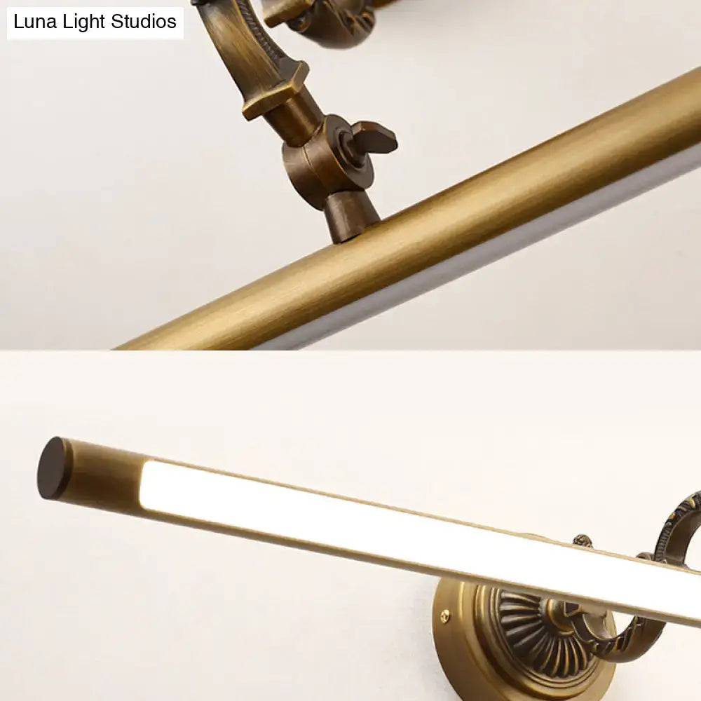 Vintage style gold metallic tubular wall light bathroom vanity led