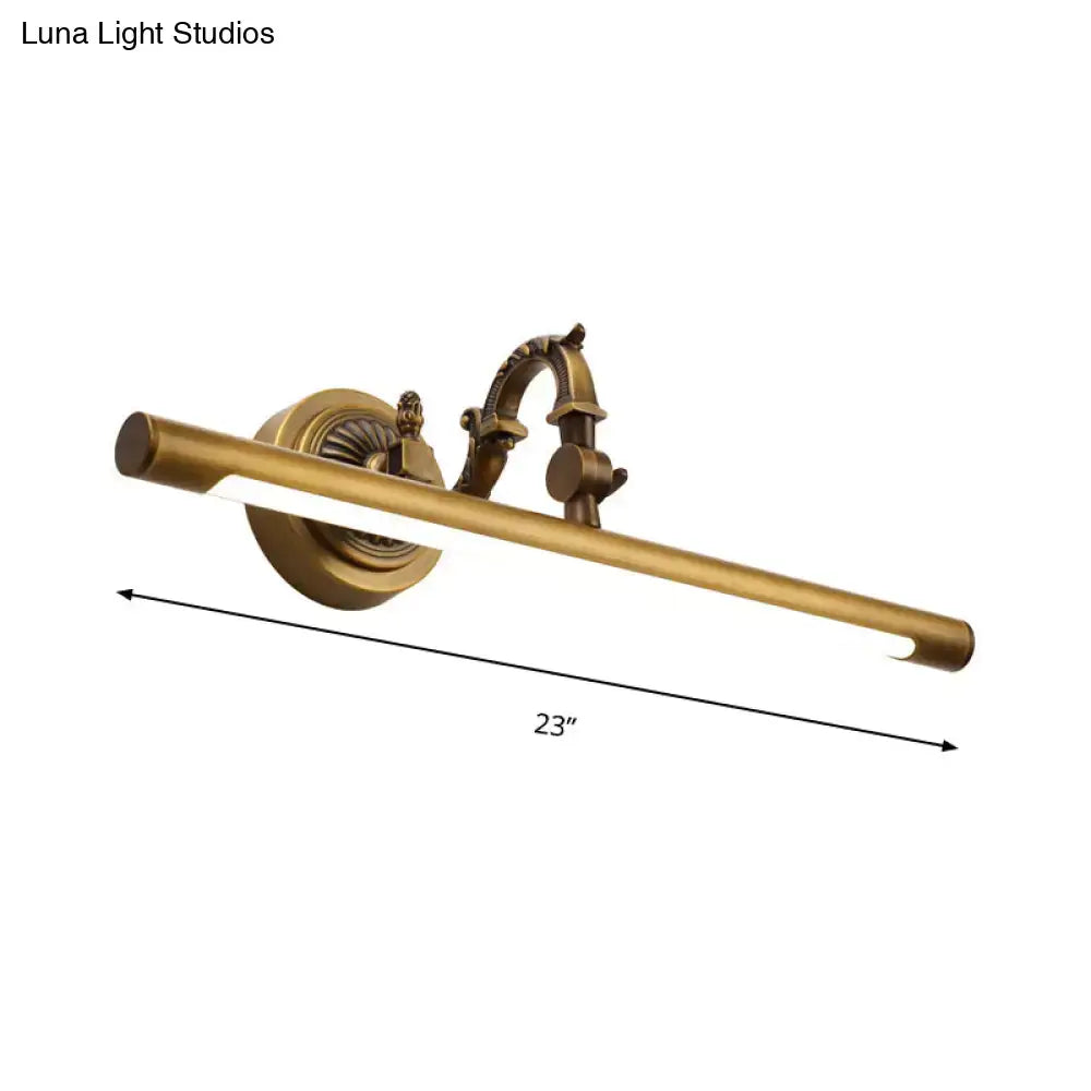 Vintage style gold metallic tubular wall light bathroom vanity led