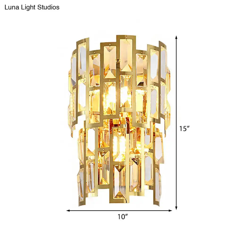 Vintage style gold tiered wall sconce living room crystal lamp