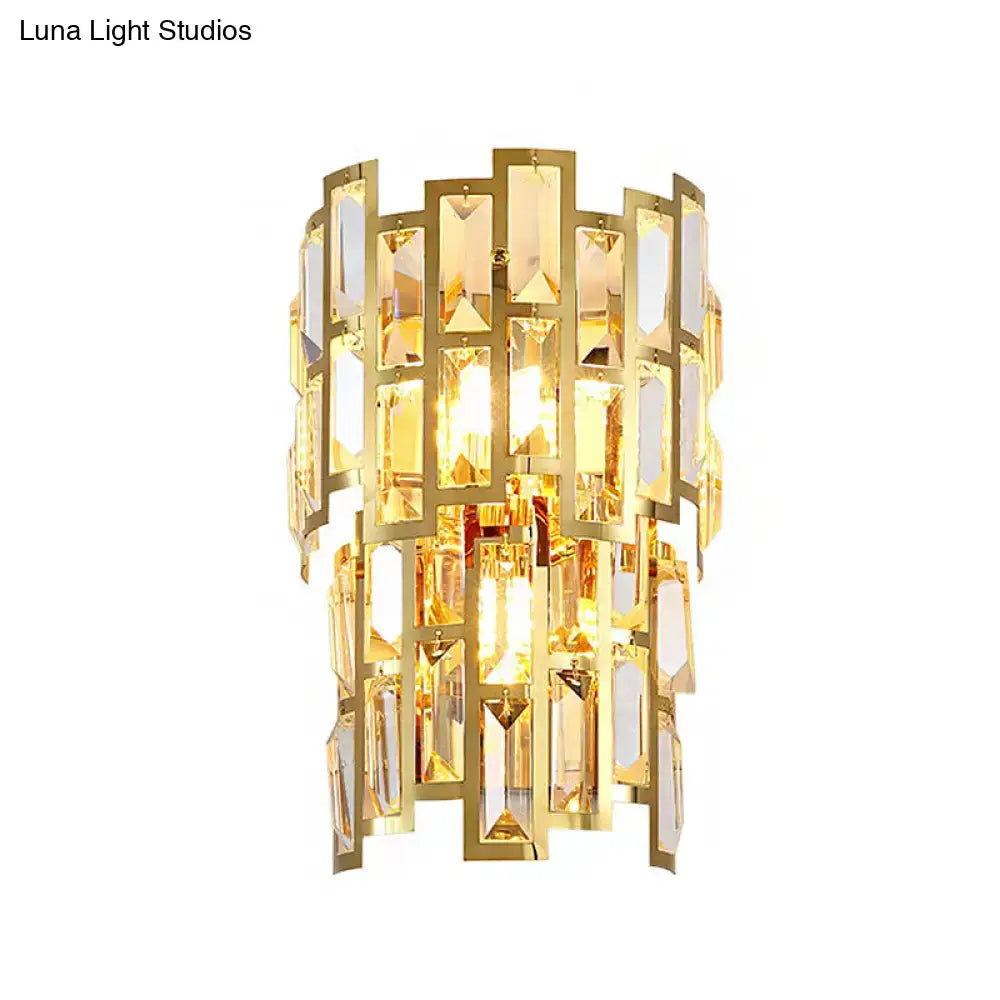 Vintage style gold tiered wall sconce living room crystal lamp