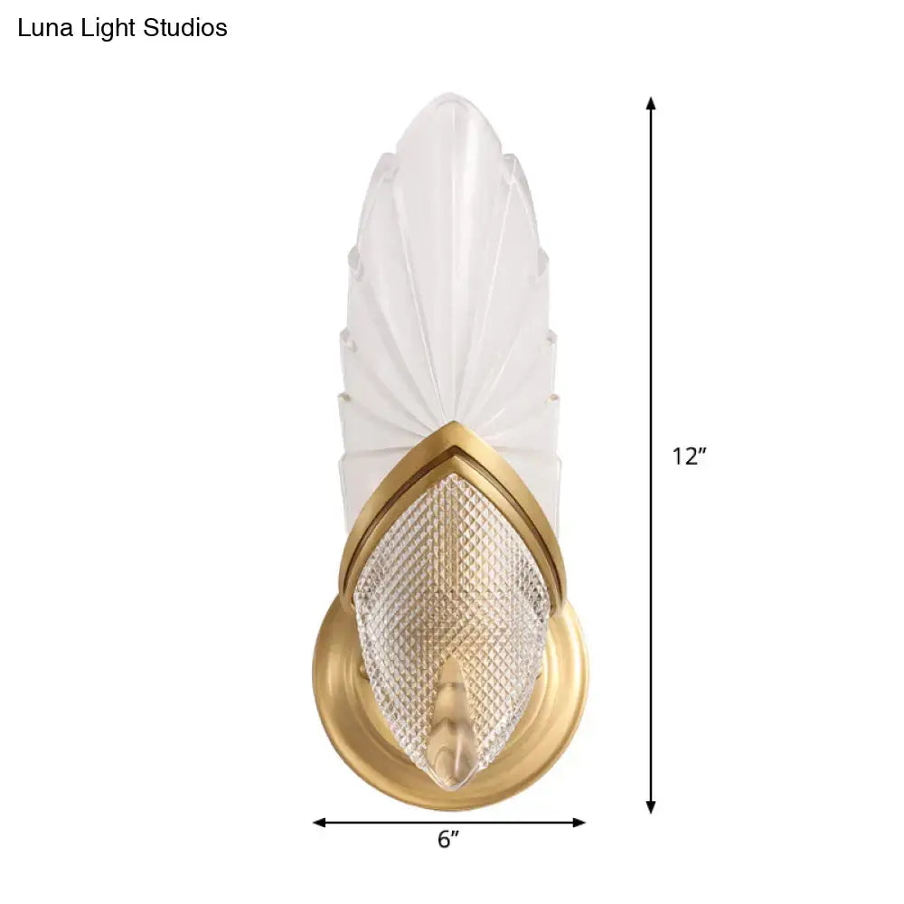 Vintage style gold wall lamp with frosted glass for bedroom