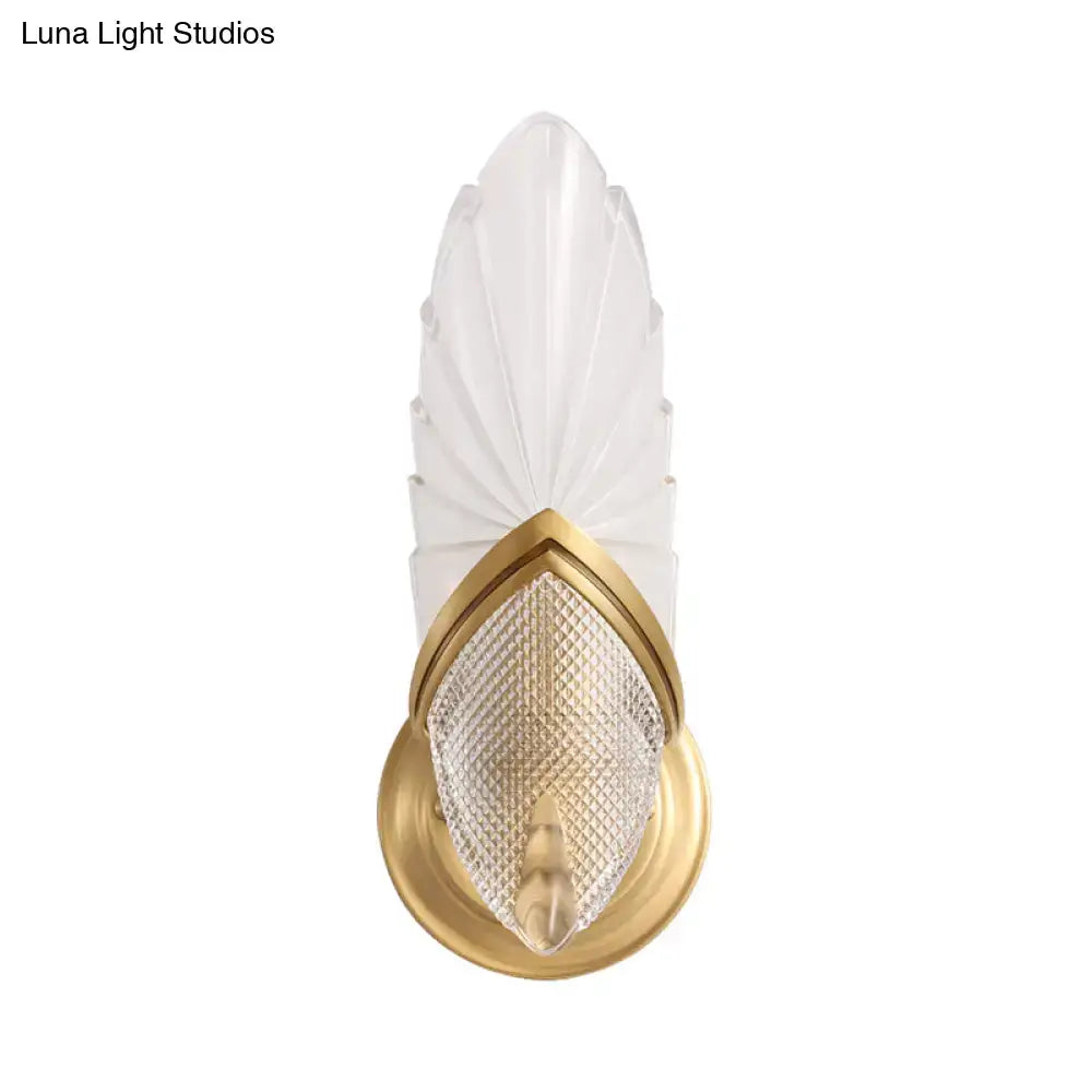 Vintage style gold wall lamp with frosted glass for bedroom