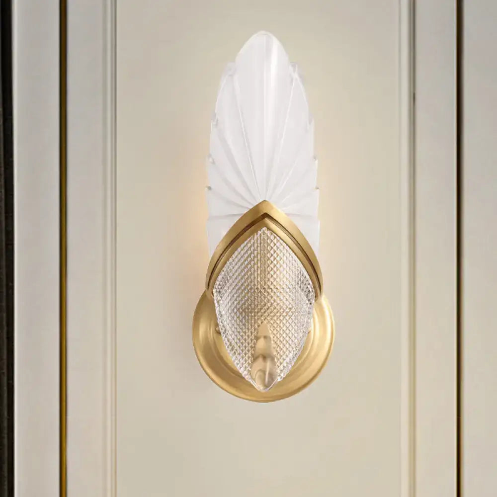 Vintage style gold wall lamp with frosted glass for bedroom