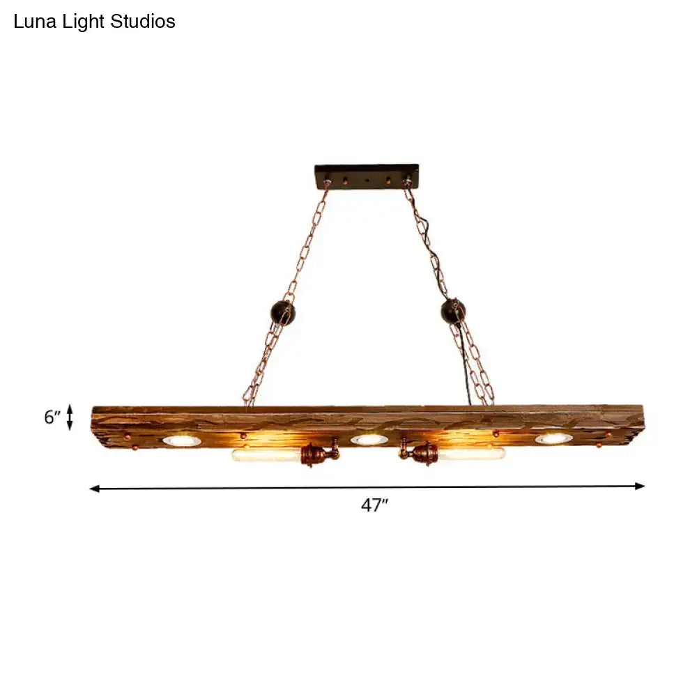 Vintage wood 2-light rectangle pendant light dining room ceiling pendant