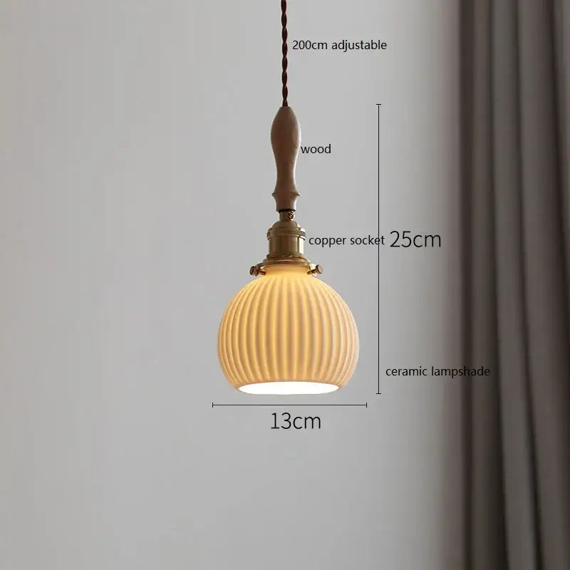 Vintage woven rattan ceramic led pendant light for dining room