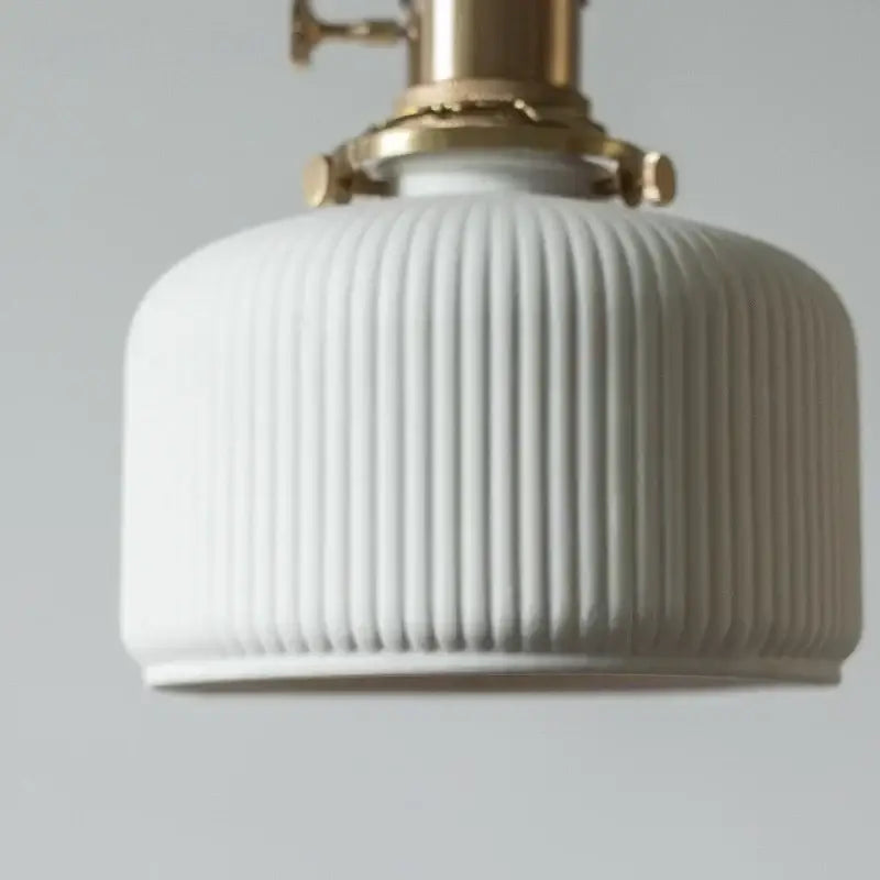 Vintage yellow ribbed glass led pendant lights for kitchen dining room