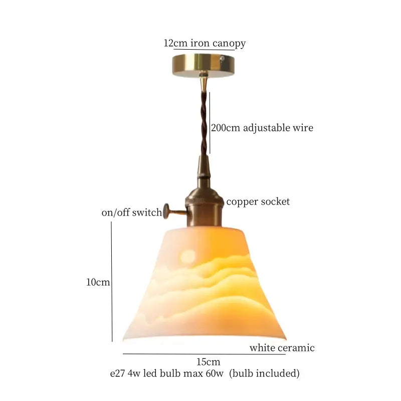 Vintage yellow ribbed glass led pendant lights for kitchen dining room