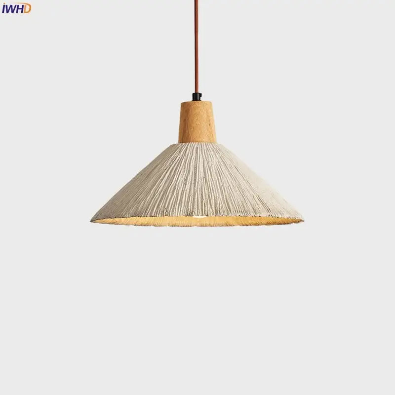 Wabi sabi beige cement pendant light dining room wood top