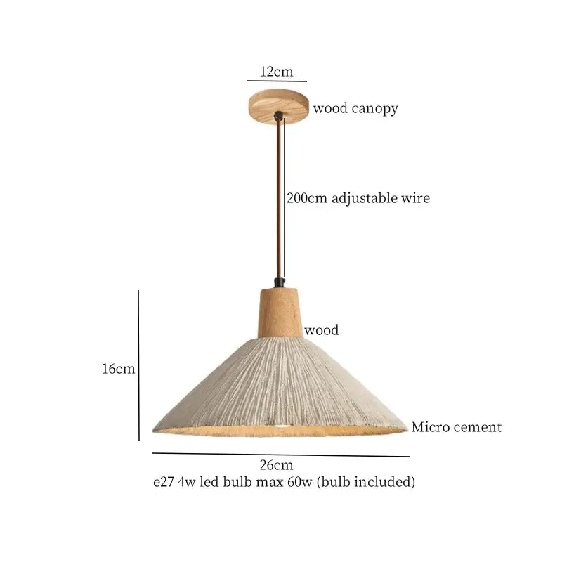 Wabi sabi beige cement pendant light dining room wood top