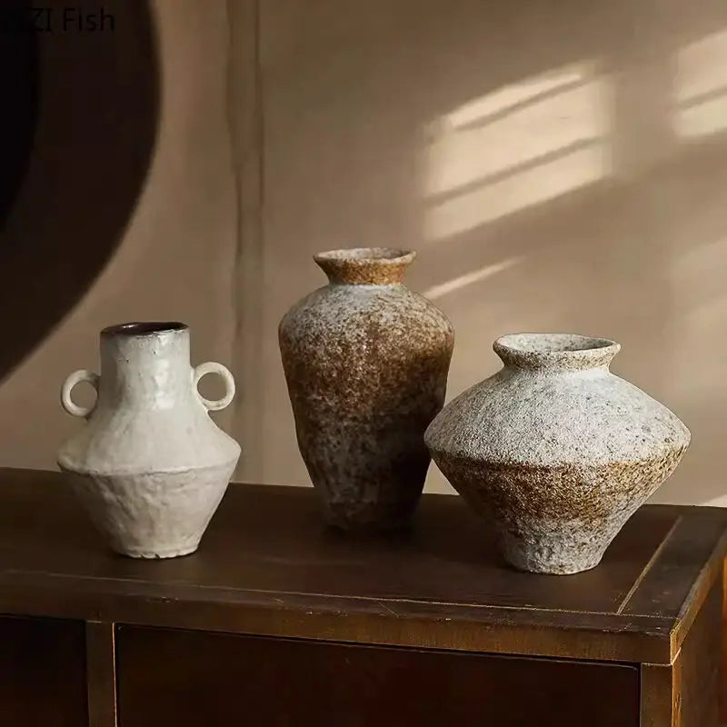 Wabi-sabi rustic brown decorbites ceramic vase living room decor